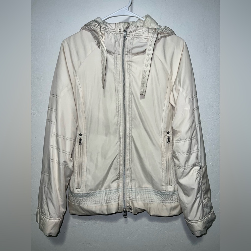 Prana Cream Hooded Puffer Jacket